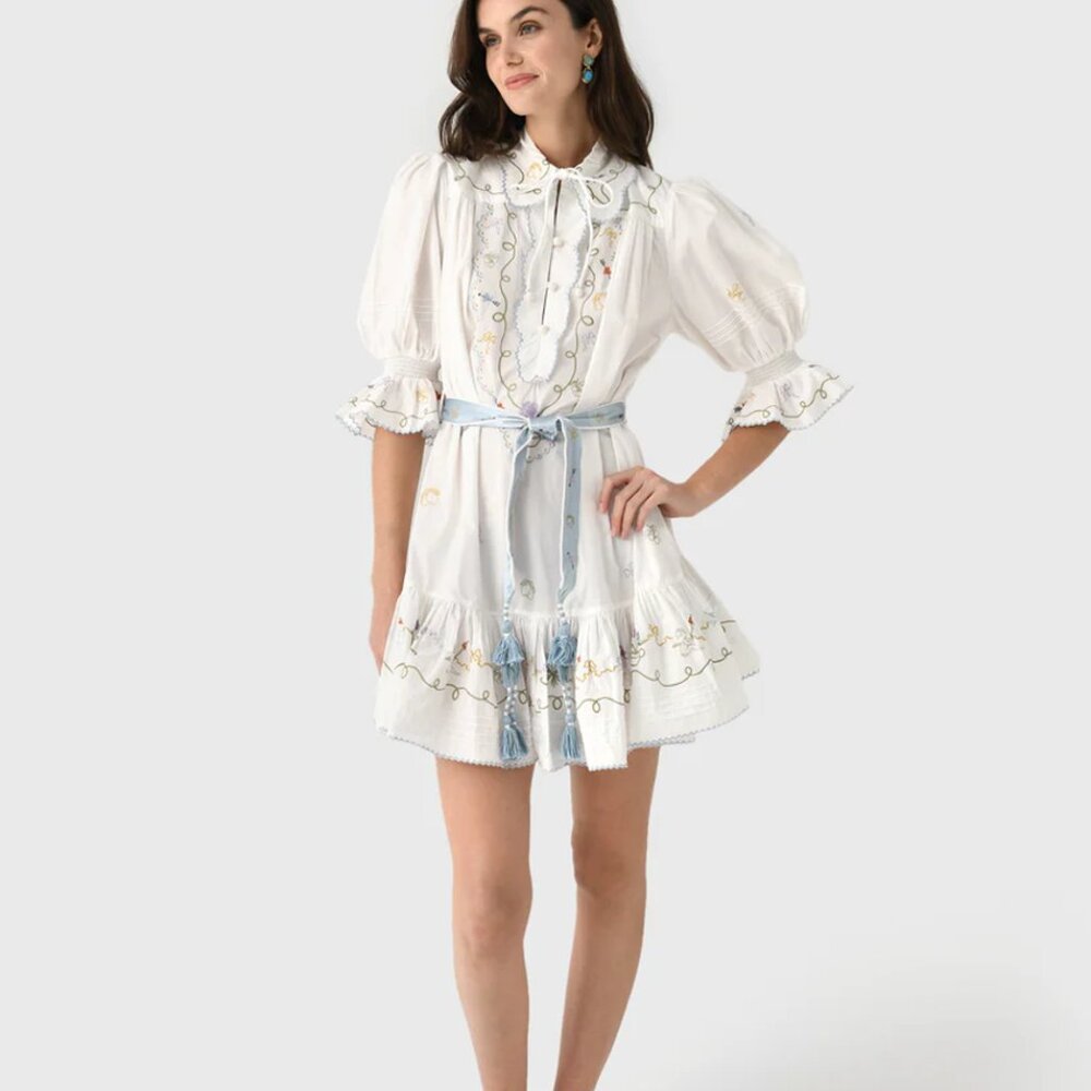 Alemais Giulia Embroidered Mini Dress